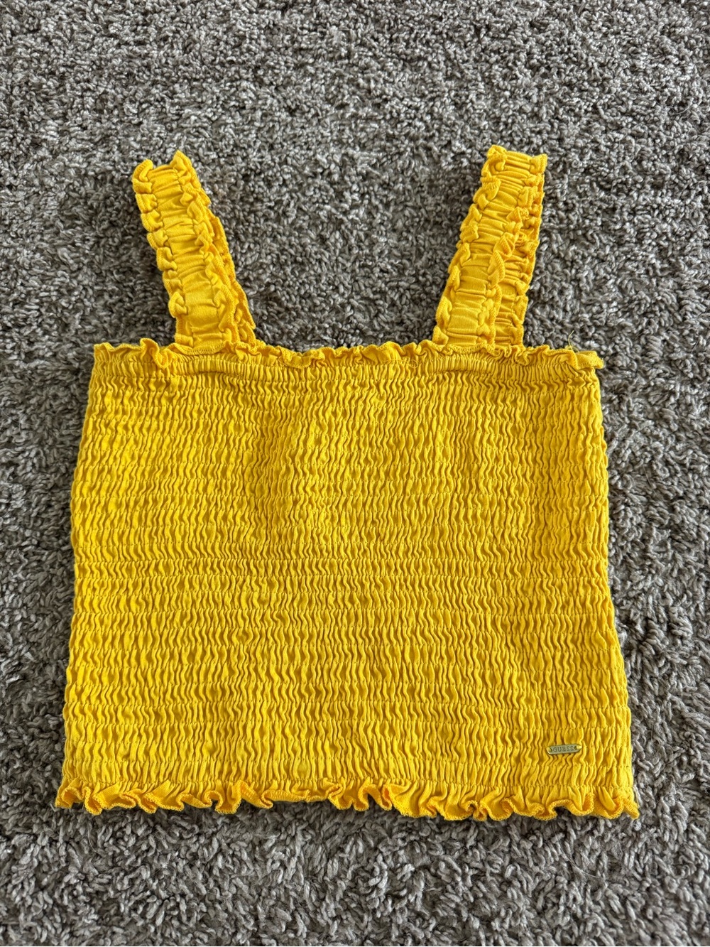 Guess Yellow Ruffle Tank Crop Top